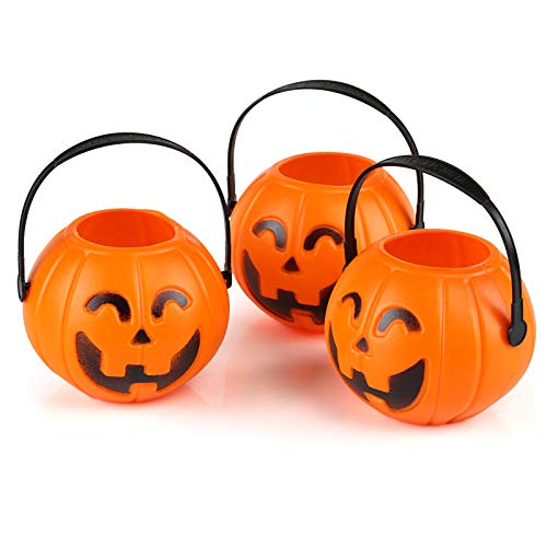 Kesoto Halloween Mini Pumpkin Candy Bucket Portable Pumpkin Bucket Children Trick or Treat Bags for Party Favors 8.5 x 5.5 x 6.5cm 6pcs, Orange