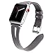 Kaome Leather Band Compatible for Apple Watch Band 40mm 38mm, Slim Elegant Strap, Women Replacement Bands for iWatch Series 5, Series 4, Series 3, Fashionable Feminine Breathable Slit Design-Grey