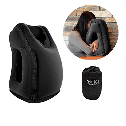 Inflatable Travel Pillow for Head &amp; Neck - Be Real Essentials Full Body Support Pillow, Comfortable Multifunctional &amp; Portable, Travel Gift for Family and Friends for Airplanes, Cars, Trains (Black)