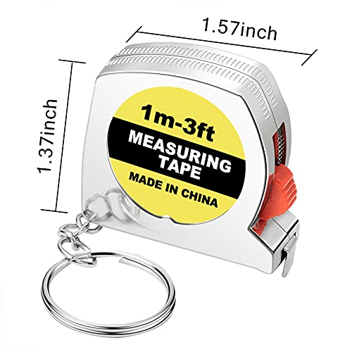 20 Pieces Tape Measure Keychains Functional Mini Retractable Measuring