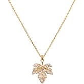 OIDIMS Crystal Autumn Maple Leaf Necklace for Women Elegant Cubic Zirconia Canadian Leaves Pendant Necklaces Trendy Statement Fall Wedding Party Jewelry for Thanksgiving Anniversary Engagement