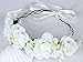 Vivivalue Rose Flower Crown Boho Flower Headband Hair Wreath Floral Headpiece Halo with Ribbon Wedding Party Festival Photos Beige