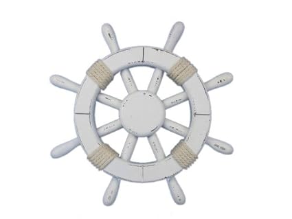 Hampton Nautical Rustic White Ship Wheel 12 Amazon In Home Kitchen