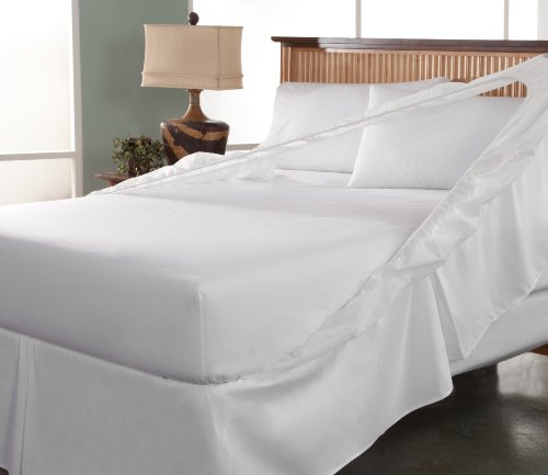 Tailor Fit Easy on Easy off Bedskirt and Box Spring Protector, Full, White - Thumbnail 2
