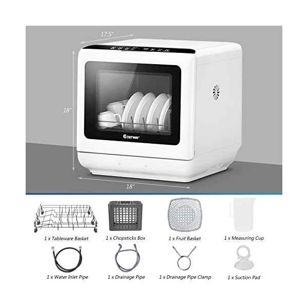 COSTWAY Portable Countertop Dishwasher, with 5Liter Builtin Water