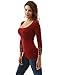 PattyBoutik Women’s Square Neck 3/4 Sleeve Eyelet Blouse (Burgundy L)