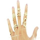 Lookatool Fashion Women Clover Leaf Star Joint Knuckle Nail Ring Set of 7 Rings