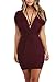 Linsery Women's Cap Sleeve Plunge V Neck Beautiful Dresses XL Wine Red