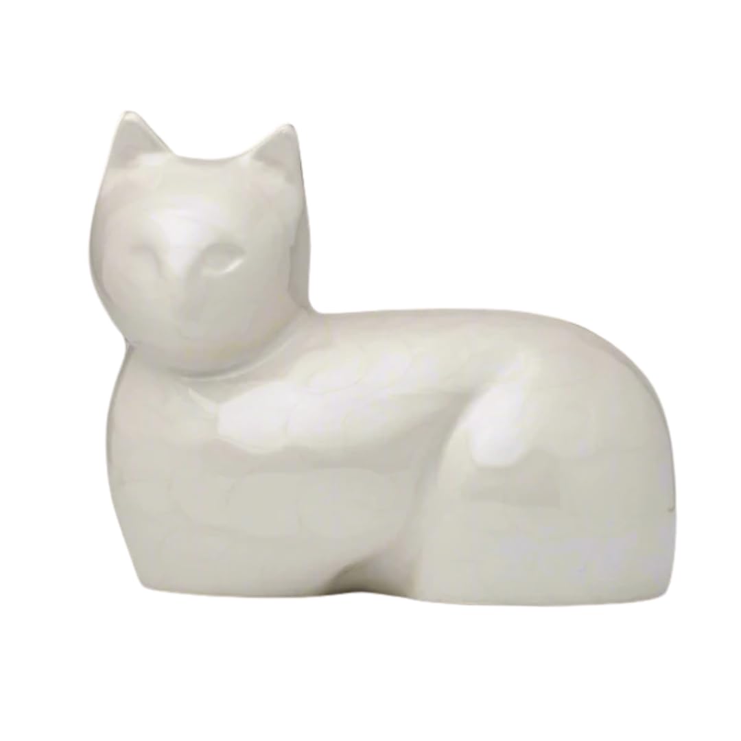 Royal Rapture Cat Kitty Figurine Pet Urn For Ashes Cremation Funeral Memorial Love Urns decorative|Alloy| (Pearl Cat, 5") RCM04-02