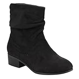 Soda FD58 Women's Slouchy Pull On Low Block Heel Ankle Booties