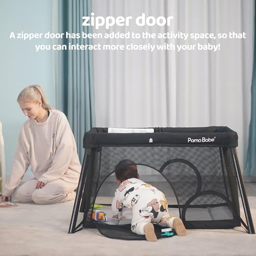 PAMO BABE TRAVEL CRIB – LIGHTWEIGHT BABY PLAYPEN WITH BASSINET, PORTABLE MINI PLAYARD