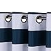 Turquoize Striped Curtain Room Darkening Grommet Unlined Window Curtains Navy Blue Striped Curtain Panels for Living Room/Bedroom Set of Two Panels Each 52 x 63 - Inch