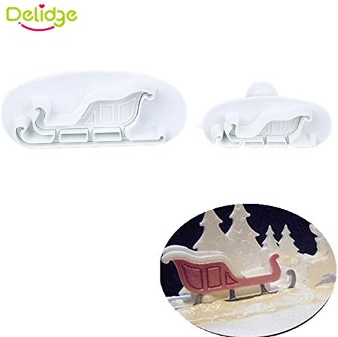 Zoomy far: Delidge New Wedding Sleigh Shape Plastic Cookie Cutter Embossing Mold Fondant Pastry Press Cake Decorating Confectionery Tool