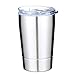 Colorful PoPo Kids Sippy Cup Insulated Tumbler with Lid, Double Wall Stainless Steel (Silver, 12 Oz)