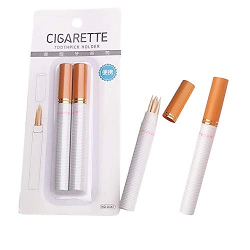 Elaco Toothpick Holder, Outdoor Portable Two Sticks Cigarette Shape Toothpick Holder (Multicolor)