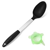 Bizanzzio Stainless Steel & Silicone Cooking Spoon in Black Mixing Utensil