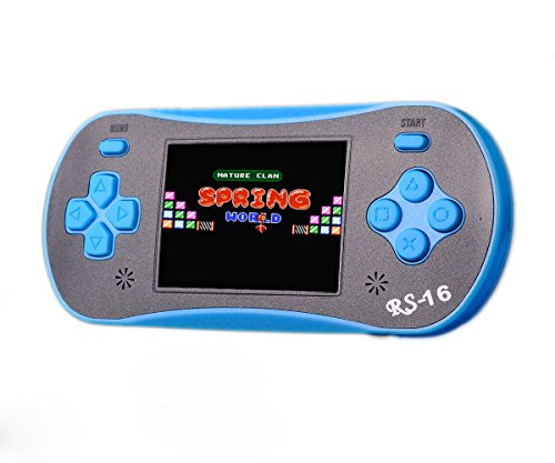 JJFUN RS-16 Handheld Game Console for Kids, 2.5" 12-Bit LCD Portable Video Games Device, Pocket Handhold Game Player with 260 Interesting Games –Blue