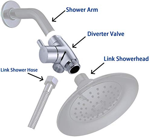 All Metal Shower Arm Diverter,G 1/2 3 Way Shower Diverter Valve For Hand Held Showerhead and Fixed Spray Head Diverter Chrome Finished