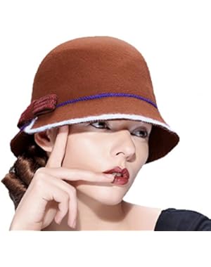 Women's Wool Bucket Hat Cap Vintage Bowler Hat Homborg Hats