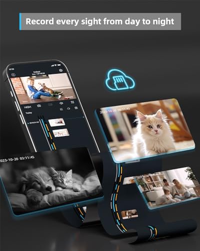 blurams Security Camera, 2K Indoor Camera 360-degree Pet Camera for Home Security w/ Motion Tracking, Phone App, 2-Way Audio, IR Night Vision, Siren, Works with Alexa & Google Assistant,White