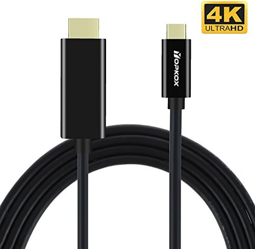 Type-C/USB C to HDMI displayport Cable,AV/TV Video Adapter 5.9FT (4K@60Hz)[Black,Thunderbolt 3 Compatible] for Apple Macbook Pro,Samsung S8 Plus Note 8,Huawei Mate 10,HTC 10,Nexus 5X 6P,Google Pixel
