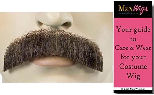 M2 Downturn Mustache Color Auburn - Lacey Wigs Human Hair Lace Backed Hand Made Burt Reynolds Fake Facial Bundle With MaxWigs Costume Wig Care Guide