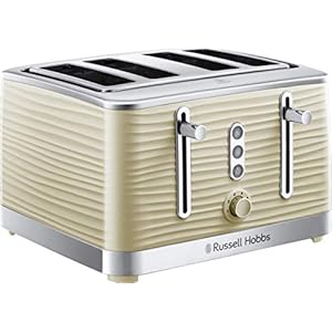 Russell Hobbs 24384 Cream Inspire 4 Slice Toaster, Wide Slot with Lift and Look Feature, High Gloss Chrome Accents, 1800…