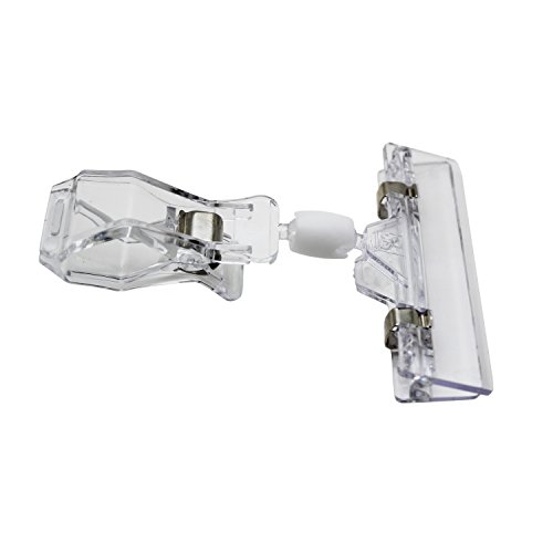LJY 20-Pack Clear Plastic Rotatable POP Clip-on Style Merchandise Sign Display Clip Tag Holders