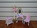 Barbie Size Dollhouse Furniture- Gloria Pretty Set with Mirror Table & Pole Hanger
