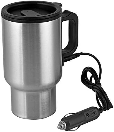 Oliza Stainless Still 12V Heated Thermos Mug For Car Traveler,Silver Color
