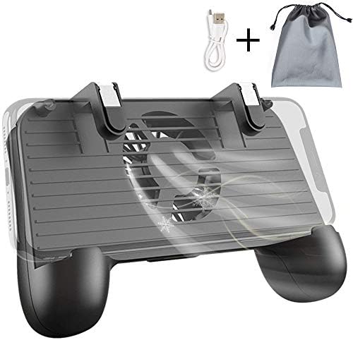 Mobile Controller with Portable Charger Cooling Fan for PUBG, L1R1 Mobile Game Trigger Joystick Gamepad Grip Remote for 4-6.5" Phone【Upgraded Version 2000mAh】
