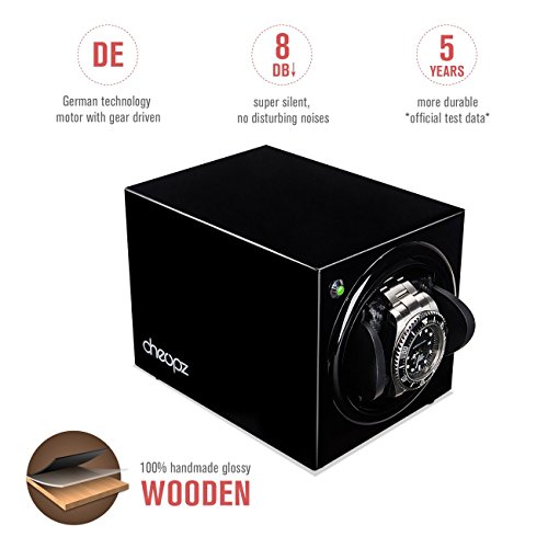 Cheopz Black USB Single Watch Winder Box for Automatic Watch Dual Powered by Batteries & USB