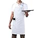 MHF Aprons Bib Aprons 1 Piece-new Spun Poly-Commercial Restaurant Kitchen- Adjustable-Full length-3 Pockets (White)