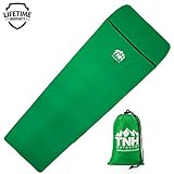 TNH Outdoors Sleeping Bag Liner Cotton Polyester Camping and Travel Sheet with Zipper and Compression Sack ! …