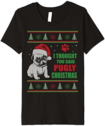 Kids Ugly Christmas Sweater Pug T Shirt 12 Black