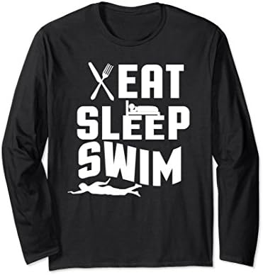 Unisex Swimming Long Sleeve T-Shirt - Eat, Sleep, Swim Medium Black