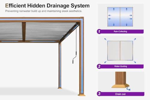 PURPLE LEAF 10x12 Deep Teak Louvered Pergola Review: Adjustable Aluminum Patio Cover image 29