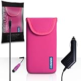 Caseflex Motorola Moto G Case Hot Pink Neoprene Pouch Cover With Mini Stylus Pen And Car Charger
