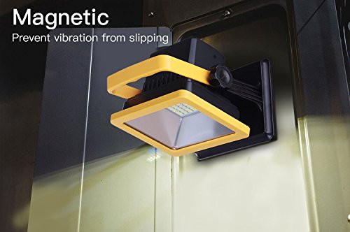 OYOCO Rechargeable LED Work Light with Magnetic Base 15W 6.5H Lighting Battery Powered Waterproof Spotlights Outdoor Camping Emergency Lights Floodlights with SOS Mode ( Yellow with magnetic base)