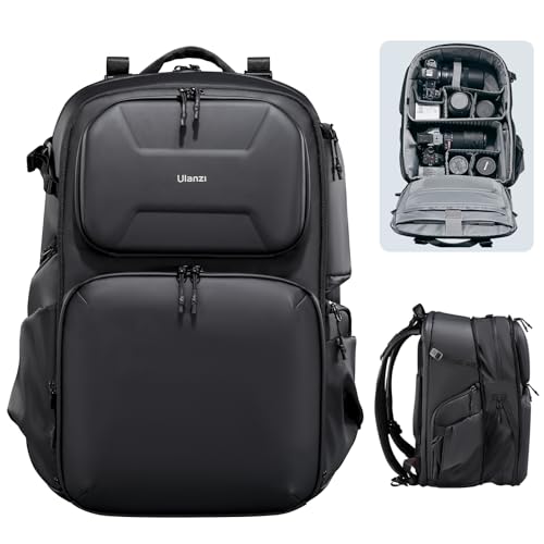 ULANZI BP10 35L Hardshell Camera Backpack, Professional Waterproof Photography Camera Case Anti Theft Travel for Photographers Unisex Drone DSLR Mirrorless Camera Lens Tripod Holder 17'' Laptop Black