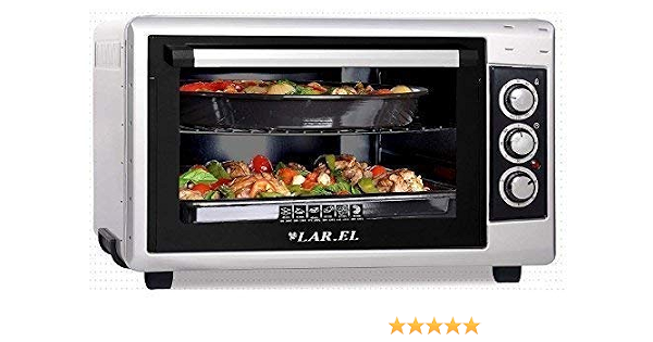 Larel - Horno eléctrico de 50 litros de capacidad, 1500 W, ventilado, doble  parrilla, luz temporizador, incluye 2 bandejas + 1 rejilla : Amazon.es:  Hogar y cocina