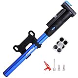 Mini Bike Pump,Raniaco 120PSI Portable Bicycle Frame Pump with Gauge,High Pressure Cycling Pump for Presta & Schrader,With Tire Patch Kit and Ball & Balloon air Inflation Needles