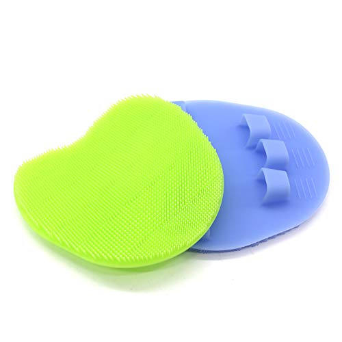 INNERNEED Soft Silicone Body Brush Gentle Exfoliating Glove Shower Scrubber Natural Bristles - Improves Skin's Health and Beauty (Pack of 2)