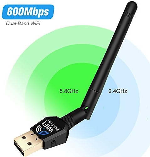 USB Wifi Adapter, Solotree 600Mbps Dual Band (5G/433M and 2.4G/150M ) Wireless Wifi Dongle 802.11 AC/A/B/G/N for Windows XP/7/8/10 /MAC OSX/Linux (Black)