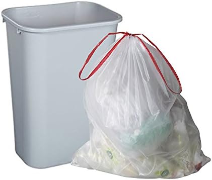 Pekky Heavy Duty 8 Gallon Medium Drawstring Trash Bags, Clear, 120 Counts F