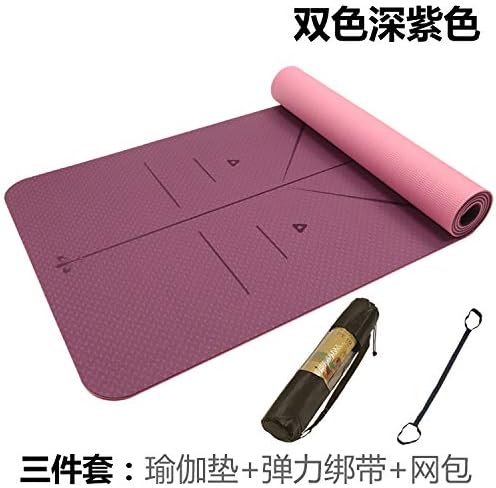 ydssy Tpe Yoga Mat Body Line Fitness Mat Double-sided Non-slip Yoga Mat Floor Mat Home Yoga 183cmx61cm (thickness: 6mm) With Straps And Bags