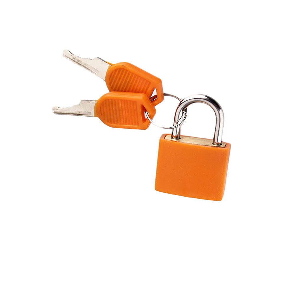 Multicolor Small Brass Padlocks Plastic Padlock with 2 Keys for Toolbox Bag Luggage Diary(Orange) — image 1