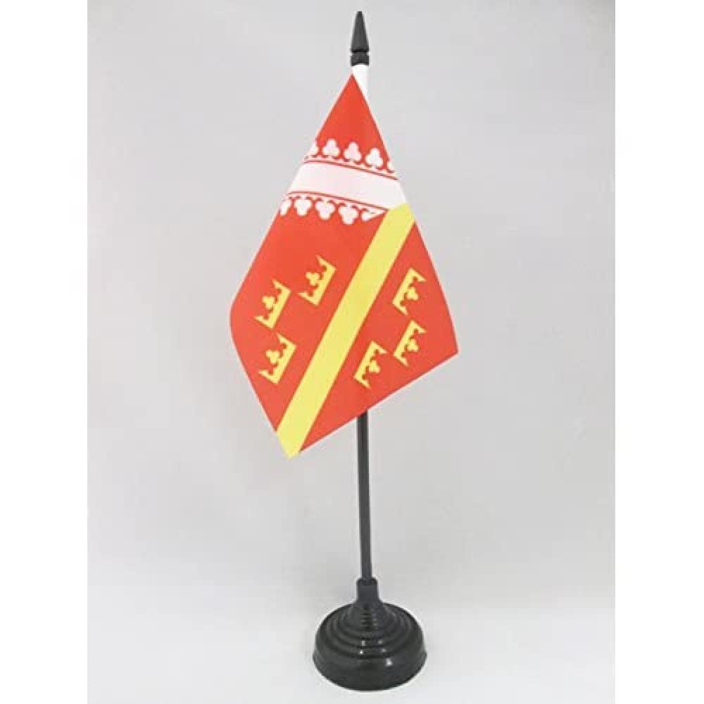 AZ FLAG - Alsace Old Table Flag 4'' x 6'' - French region of Alsace Office Mini Banner 100% Polyester 15 x 10 cm - Mini Desk Flag with 10'' Pole and Black Plastic Base — image 1