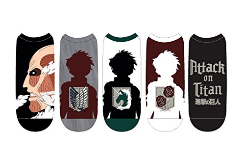 Anime Attack on Titan Characters Unisex 5 Pair Low Cut No Show Socks Cosplay