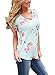 Lovezesent Women's Crosss Front V Neck Floral Print T-Shirt Blouses X-Large Green